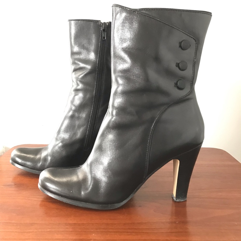 Tahari "Tryst" heeled leather  boot with buttons